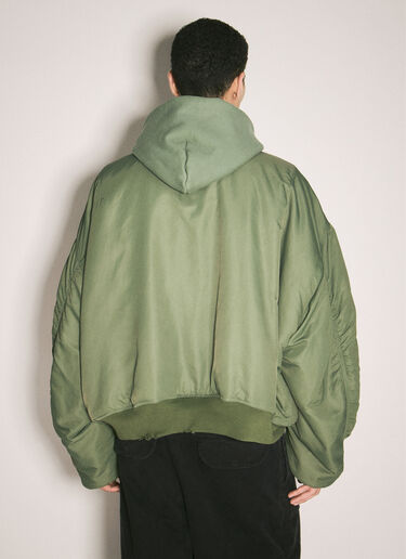 Balenciaga Dyed Hooded Bomber Jacket Green bal0157012