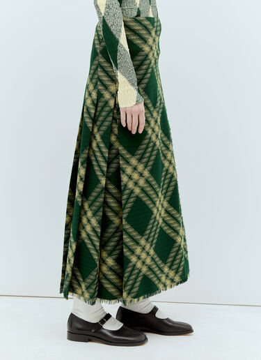 Burberry Wool Check Midi Skirt Green bur0255046