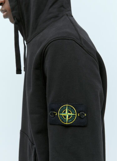 Stone Island Logo Patch Hooded Sweatshirt Black sto0156063