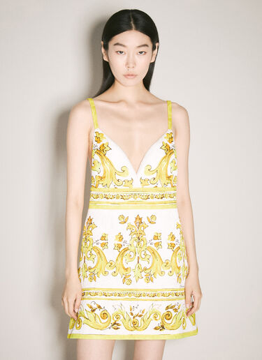 Dolce & Gabbana Majolica-Print Brocade Dress Yellow dol0257008