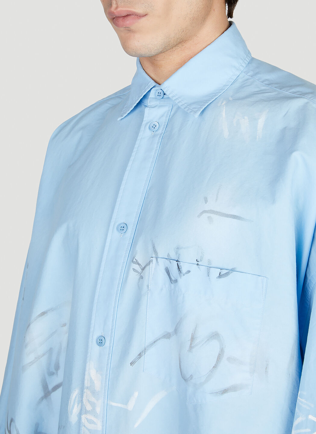 Balenciaga Men's Graffiti Shirt in Blue | LN-CC®