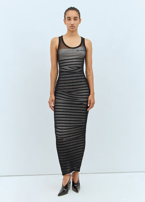 Saint Laurent Ribbed Mariniere Maxi Dress Black sla0254023