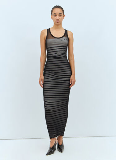 Jean Paul Gaultier Ribbed Mariniere Maxi Dress Black jpg0258014