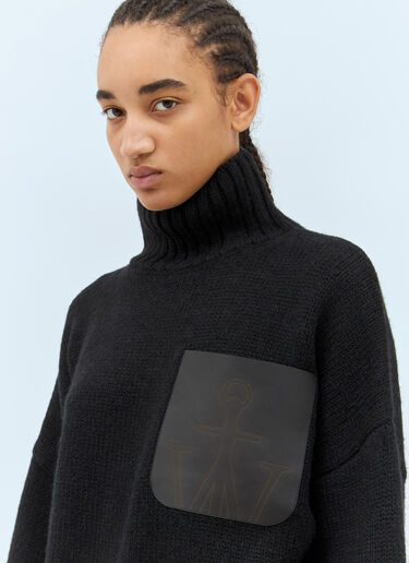 JW Anderson Leather Patch Pocket Sweater Black jwa0257011