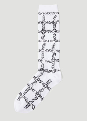Burberry Logo Grid Long Socks Black bur0255034
