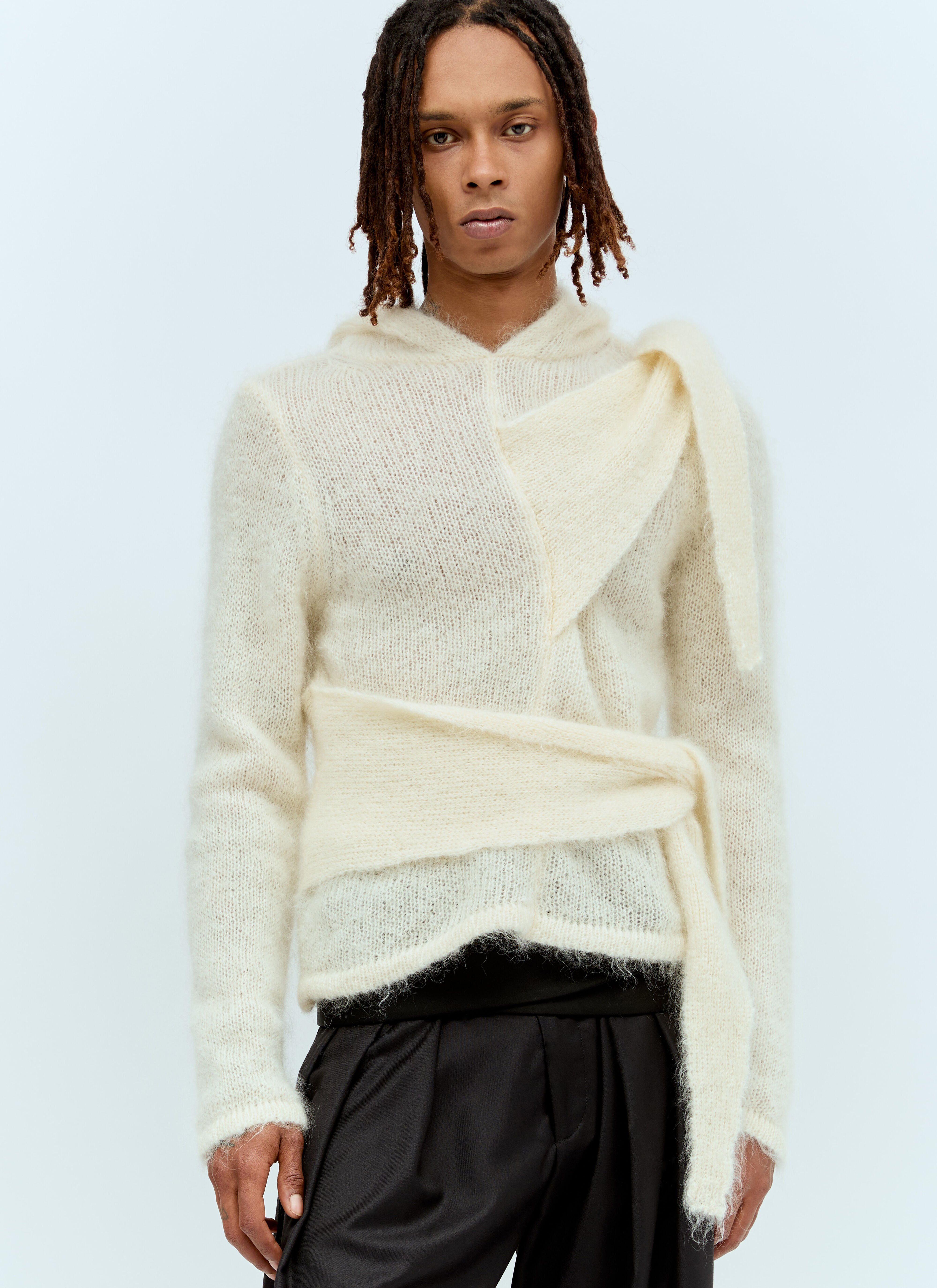 Stüssy Mohair Tied Hooded Sweater Beige sts0157004