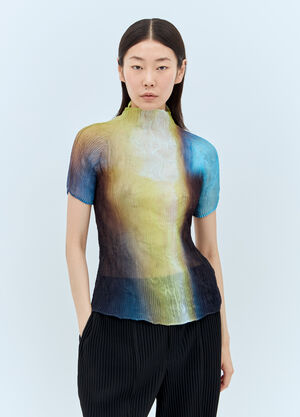 Issey Miyake Light Leak Chiffon Twist Top Blue ism0258002