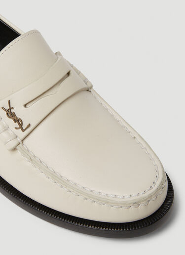 Saint Laurent Monogram Plaque Loafers White sla0249075