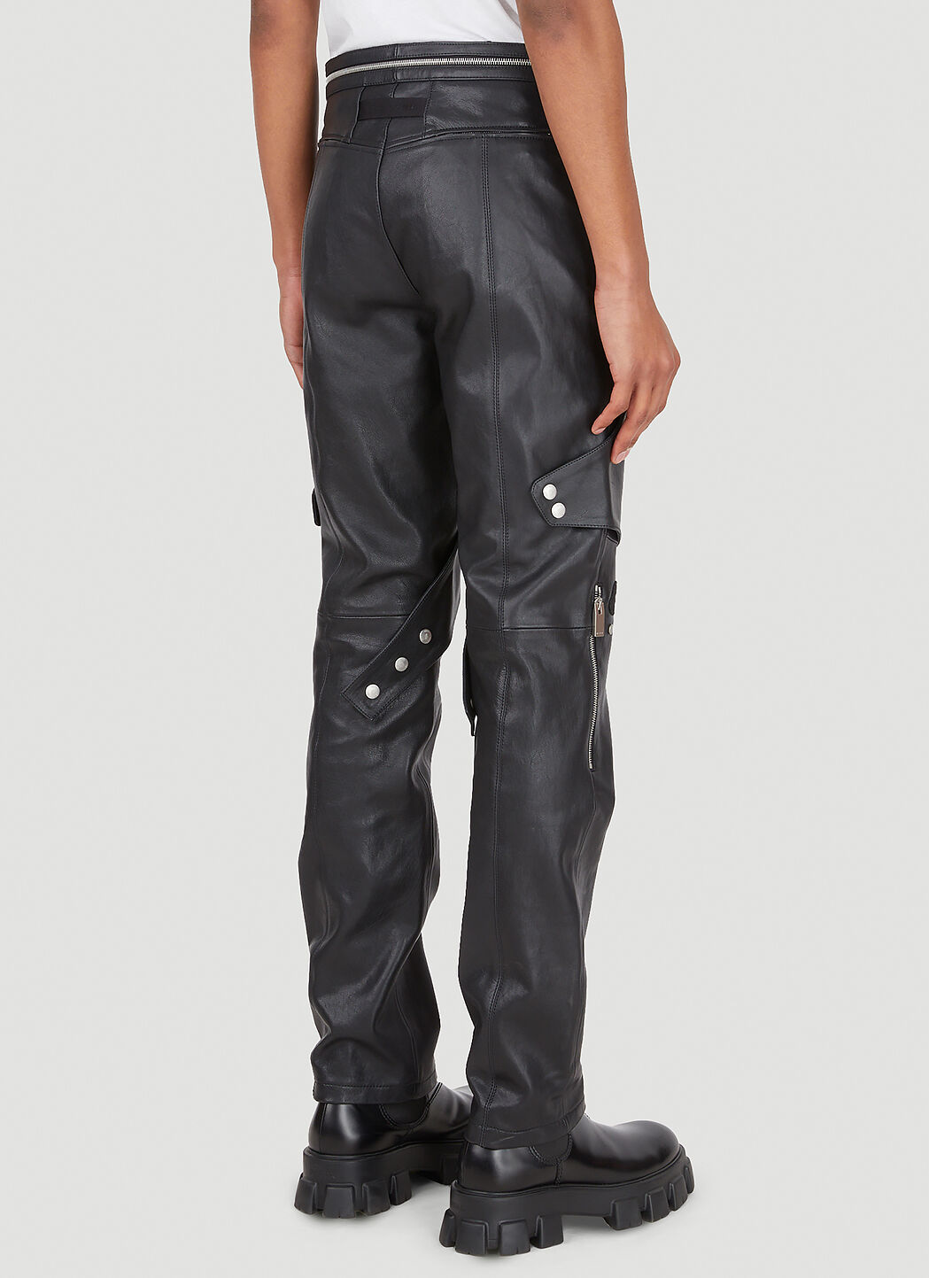 6 Moncler 1017 ALYX SM Zip Trim Leather Pants Black | LN-CC®