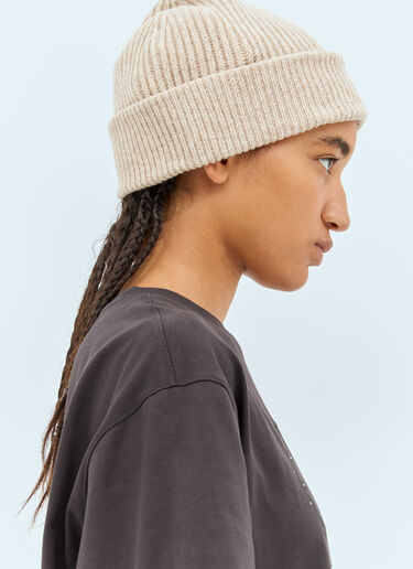 Ganni Rib Beanie Hat Beige gan0258060