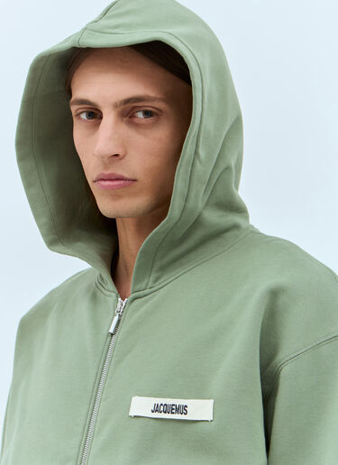 Jacquemus Le Hoodie Zip Gros Grain Sweatshirt Green jac0158016