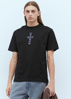 Burberry 크로스 로고 프린트 티셔츠 블랙 bur0255093