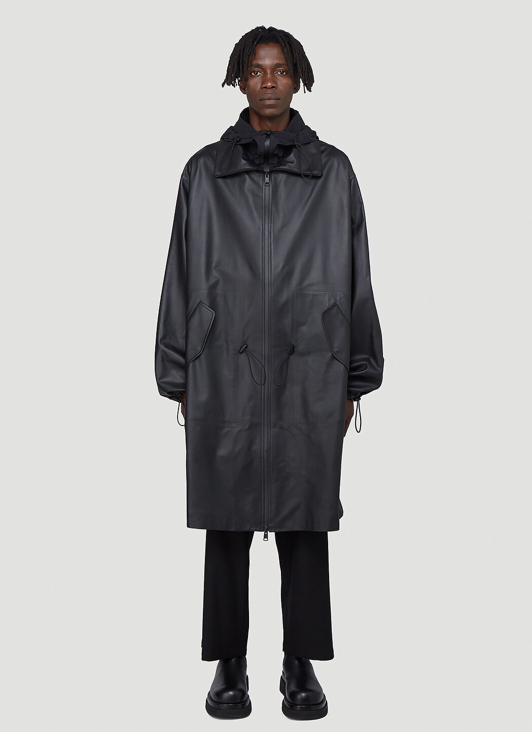 Bottega Veneta Black Leather Trench Coat | LN-CC®