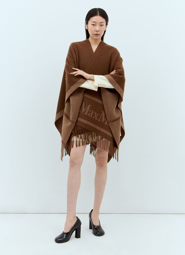 Max Mara Wool Cloak With Fringes Brown max0257035