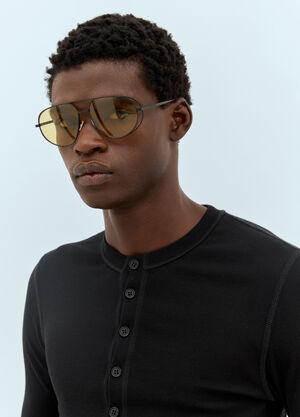 Dries Van Noten Classic Aviator Sunglasses Brown vns0158002