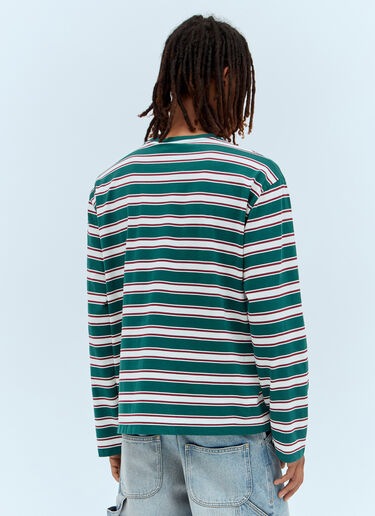 Miu Miu Long-Sleeve Striped T-Shirt Green miu0157005