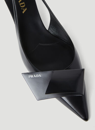 Prada 徽标露跟低跟鞋 黑色 pra0254050