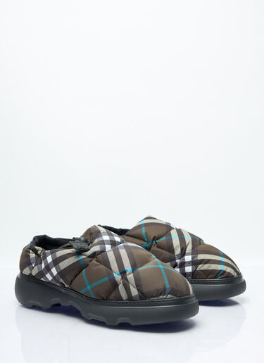 Burberry Check Nylon-Blend Pillow Mule Green bur0157025