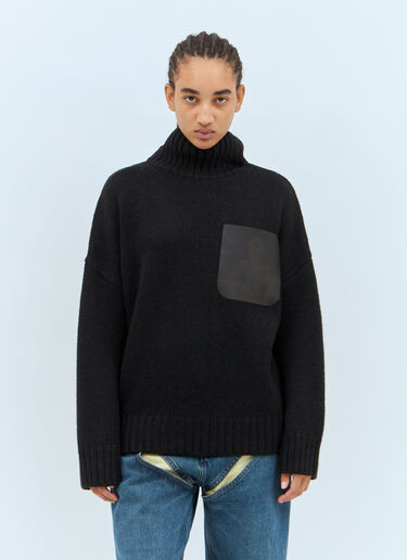 JW Anderson 가죽 패치 포켓 스웨터 블랙 jwa0257011