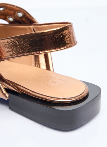 Ganni Feminine Buckle Ballerina Flats Gold gan0258052