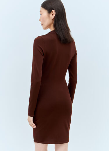 Saint Laurent Décolleté Knit Dress Brown sla0256003