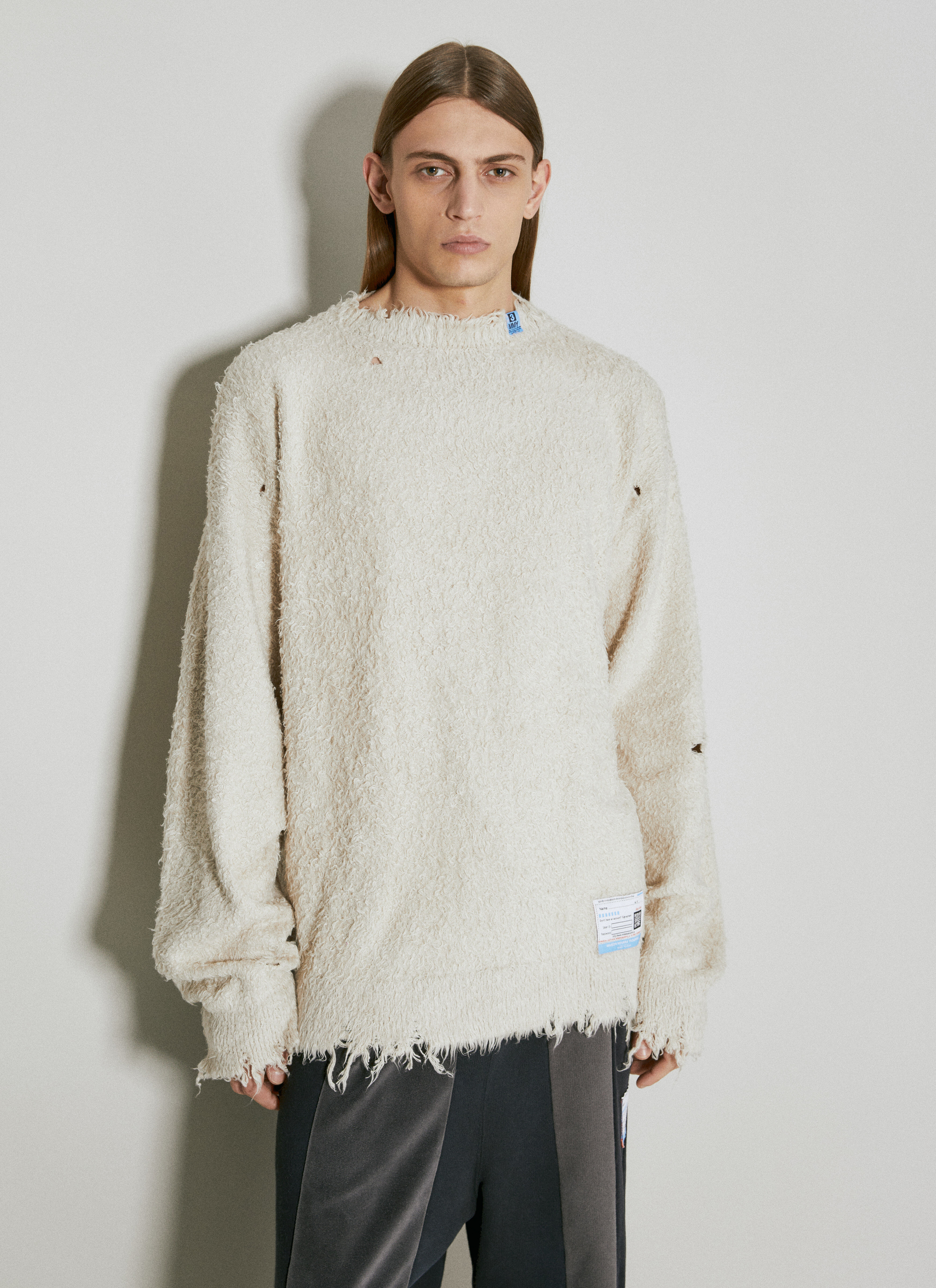 Maison Mihara Yasuhiro Men's Brushed Cotton Knit Sweater in Beige ...