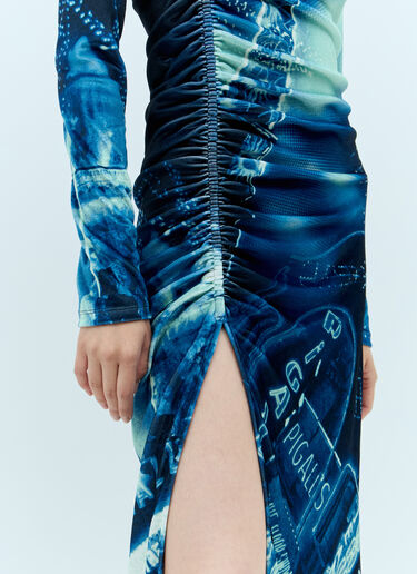 Jean Paul Gaultier Pigalle Gathered Velvet Dress Blue jpg0258005