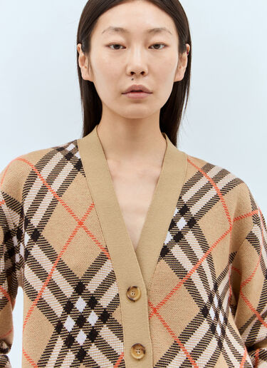 Burberry Check Wool-Blend Cardigan Beige bur0257007