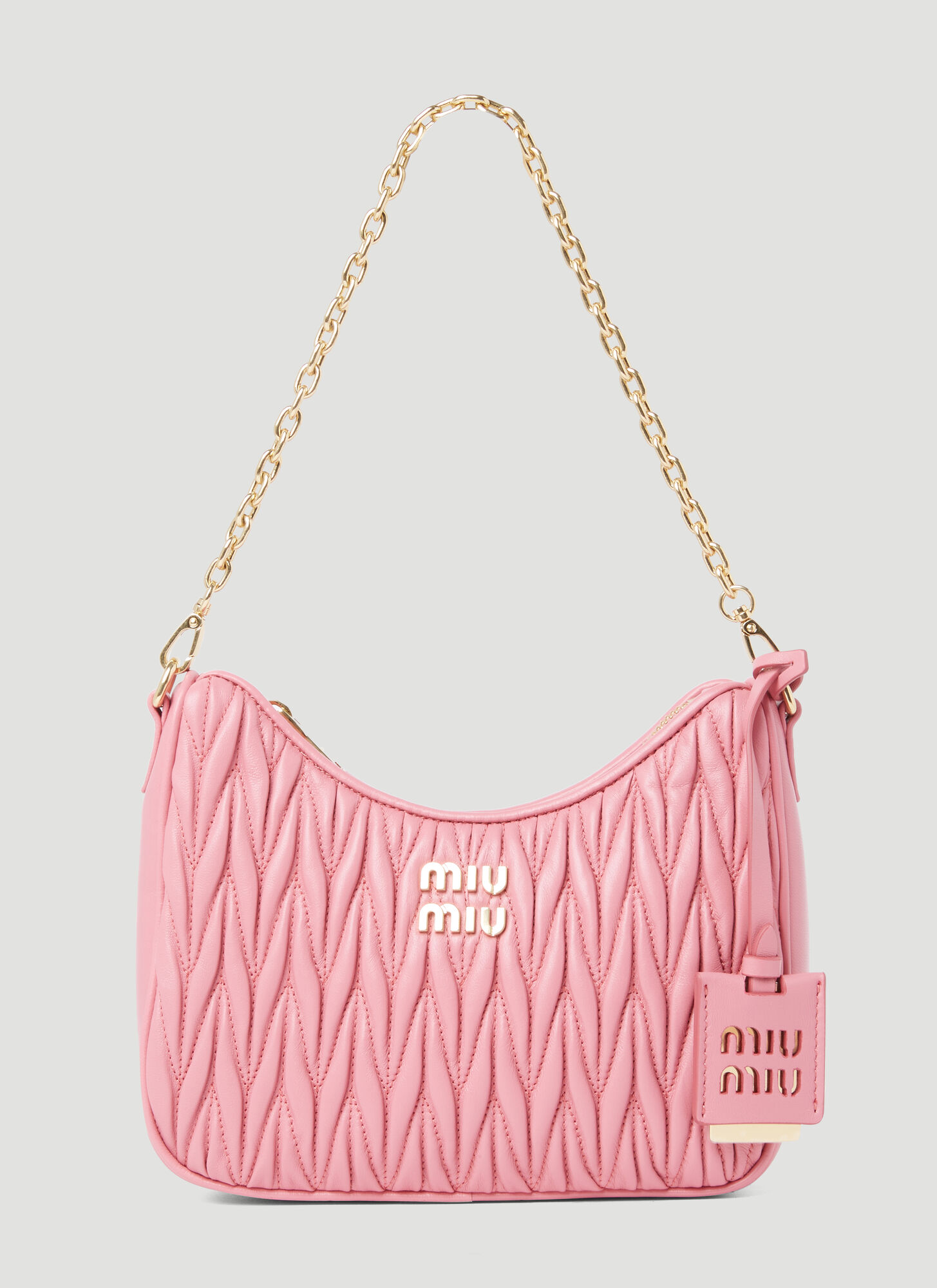 Matelasse Leather Shoulder Bag in Pink - Miu Miu