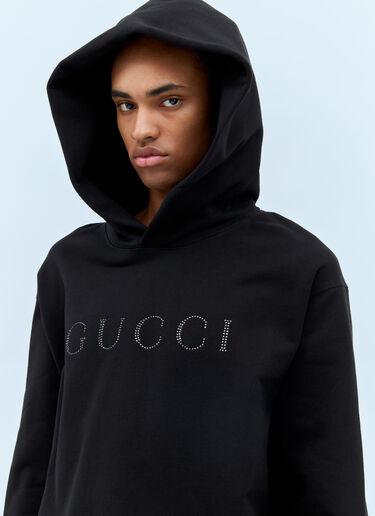 Gucci Crystal Logo Hooded Sweatshirt Black guc0158013