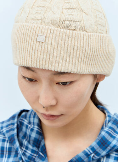 Acne Studios Cable Knit Beanie Hat Beige acn0257001