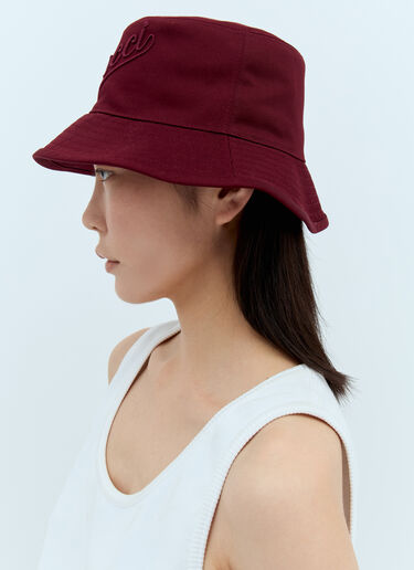 Gucci Logo Embroidery Bucket Hat Burgundy guc0257070