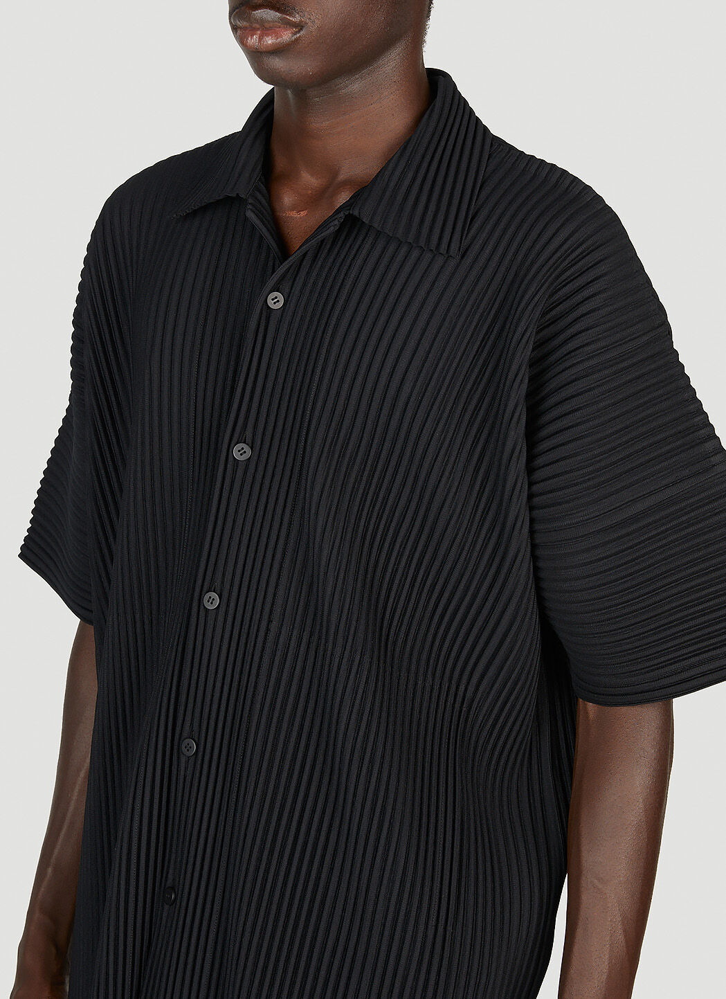 Homme Plissé Issey Miyake Men's Pleated Shirt in Black | LN-CC®