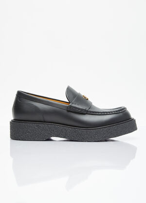 Gucci Logo Plaque Leather Loafers Black guc0157039