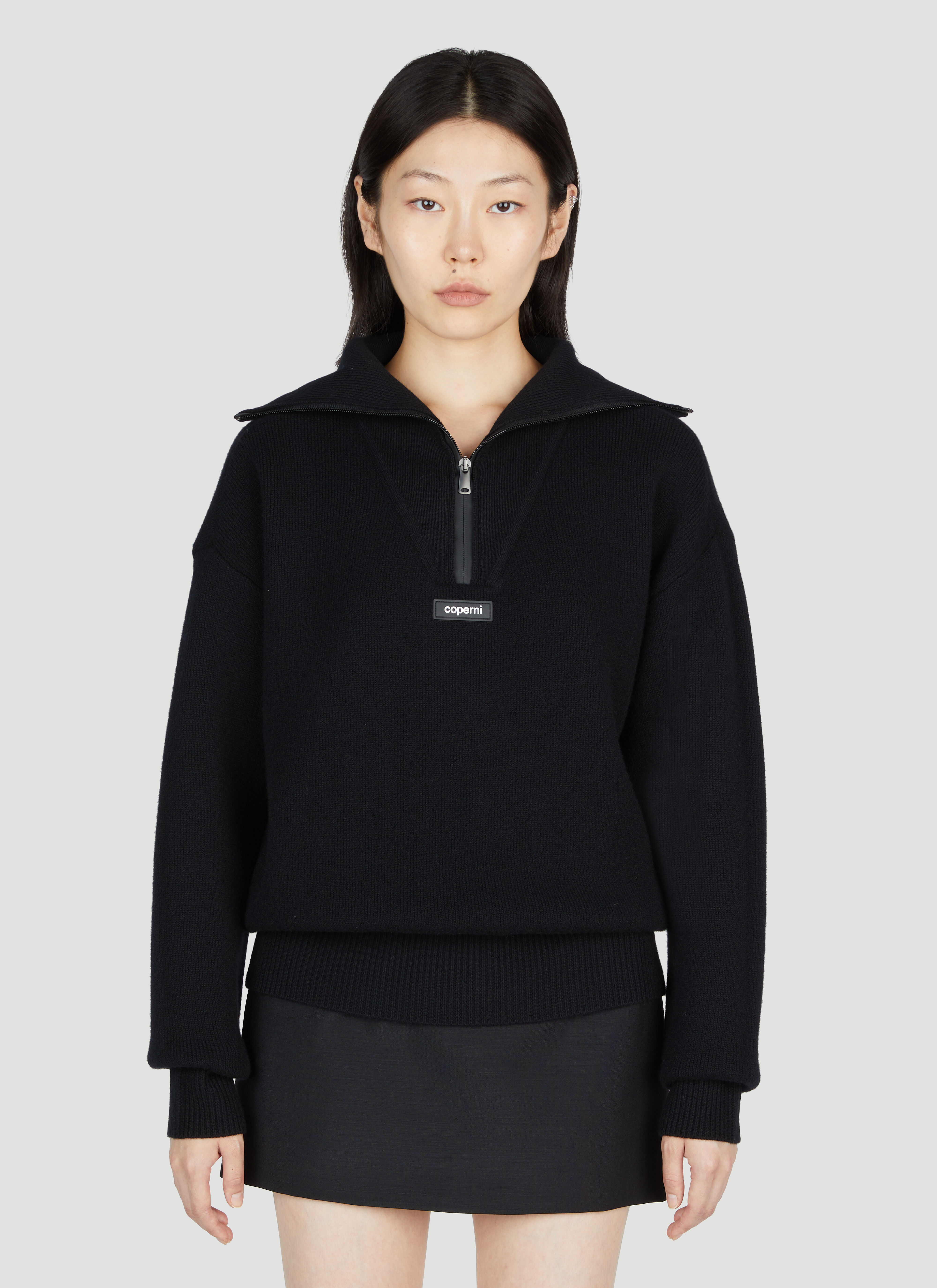 Coperni Half-Zip Boxy Sweater Black cpn0255010