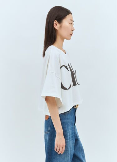 Chloé Cropped Boxy Logo T-Shirt White chl0257012