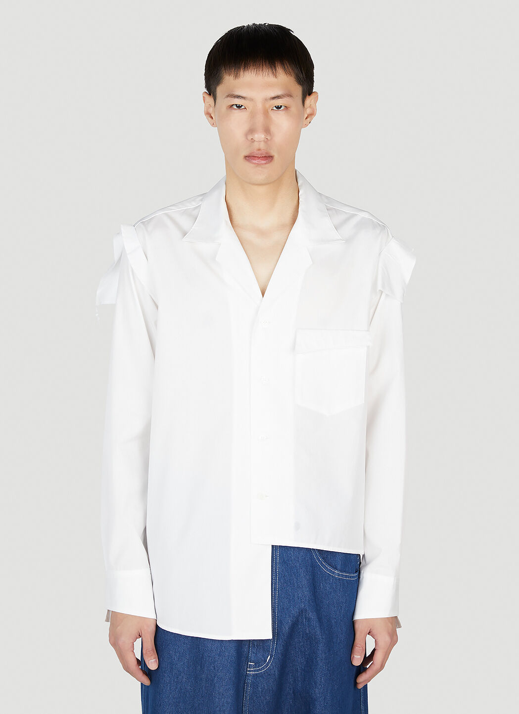 Sulvam Open Collar Shirt Male White | ModeSens