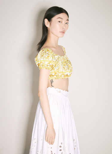 Dolce & Gabbana Majolica Print Crop Top Yellow dol0257009