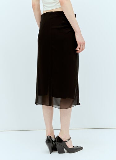 Prada Georgette Midi Skirt Black pra0256052