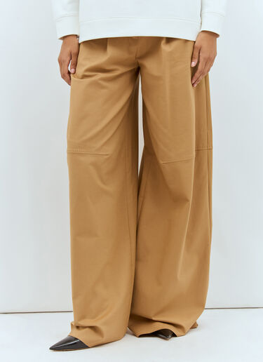 Max Mara Oversized Stretch Cotton Pants Beige max0257003