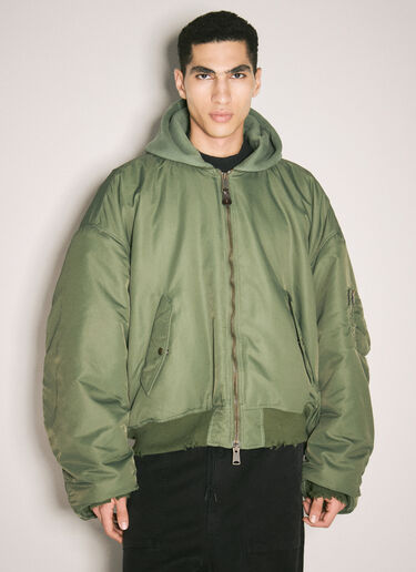 Balenciaga Dyed Hooded Bomber Jacket Green bal0157012