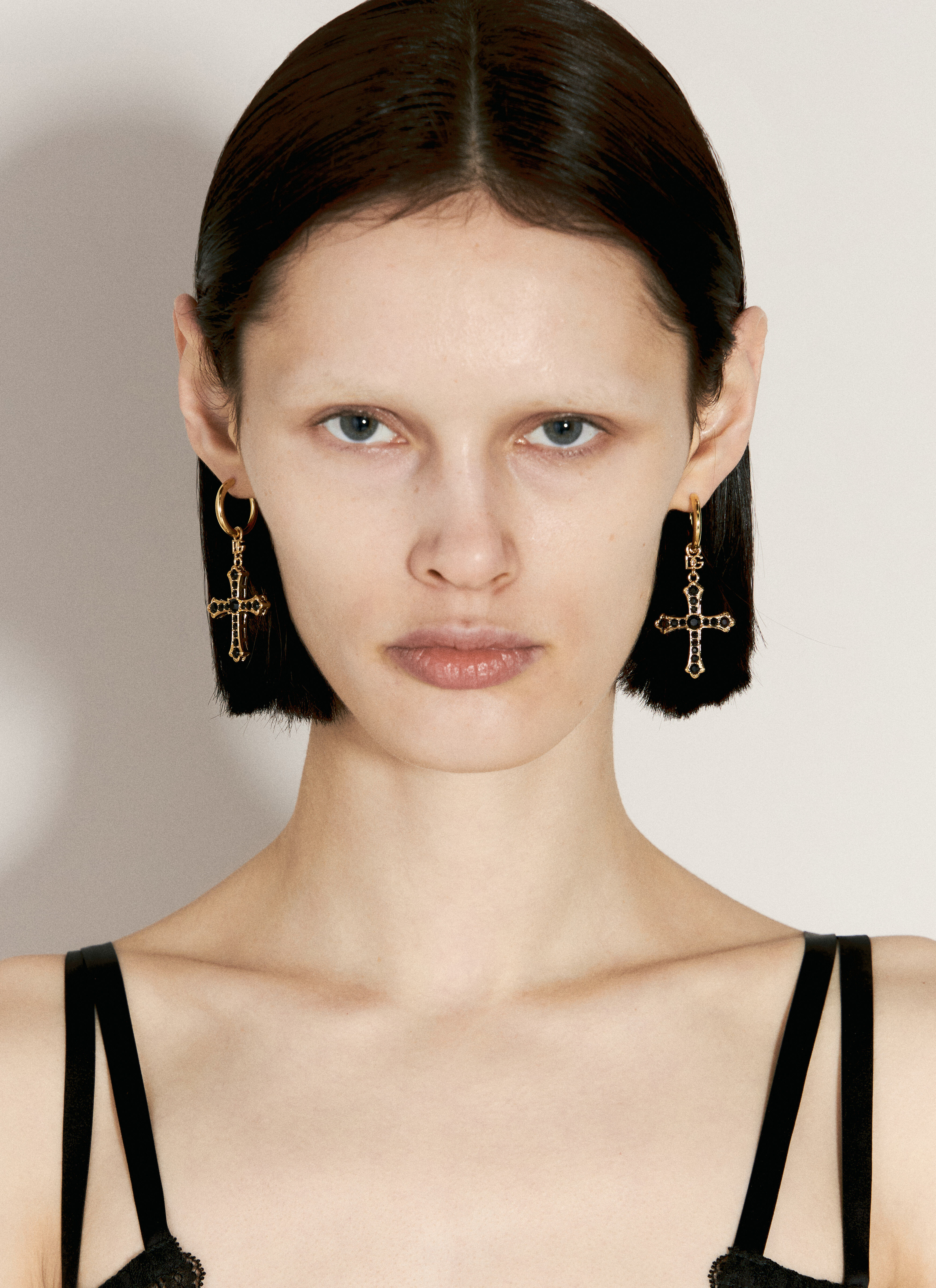 Vivienne Westwood Creole Earrings With Rhinestone Crosses Gold vww0256005