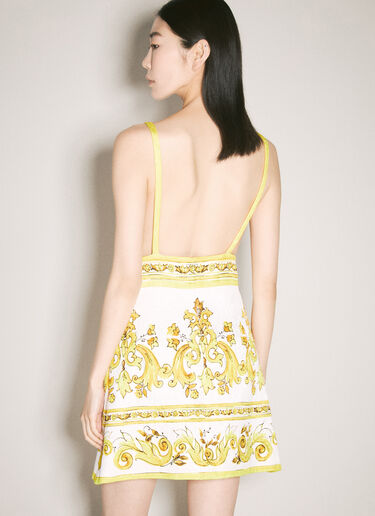 Dolce & Gabbana Majolica-Print Brocade Dress Yellow dol0257008