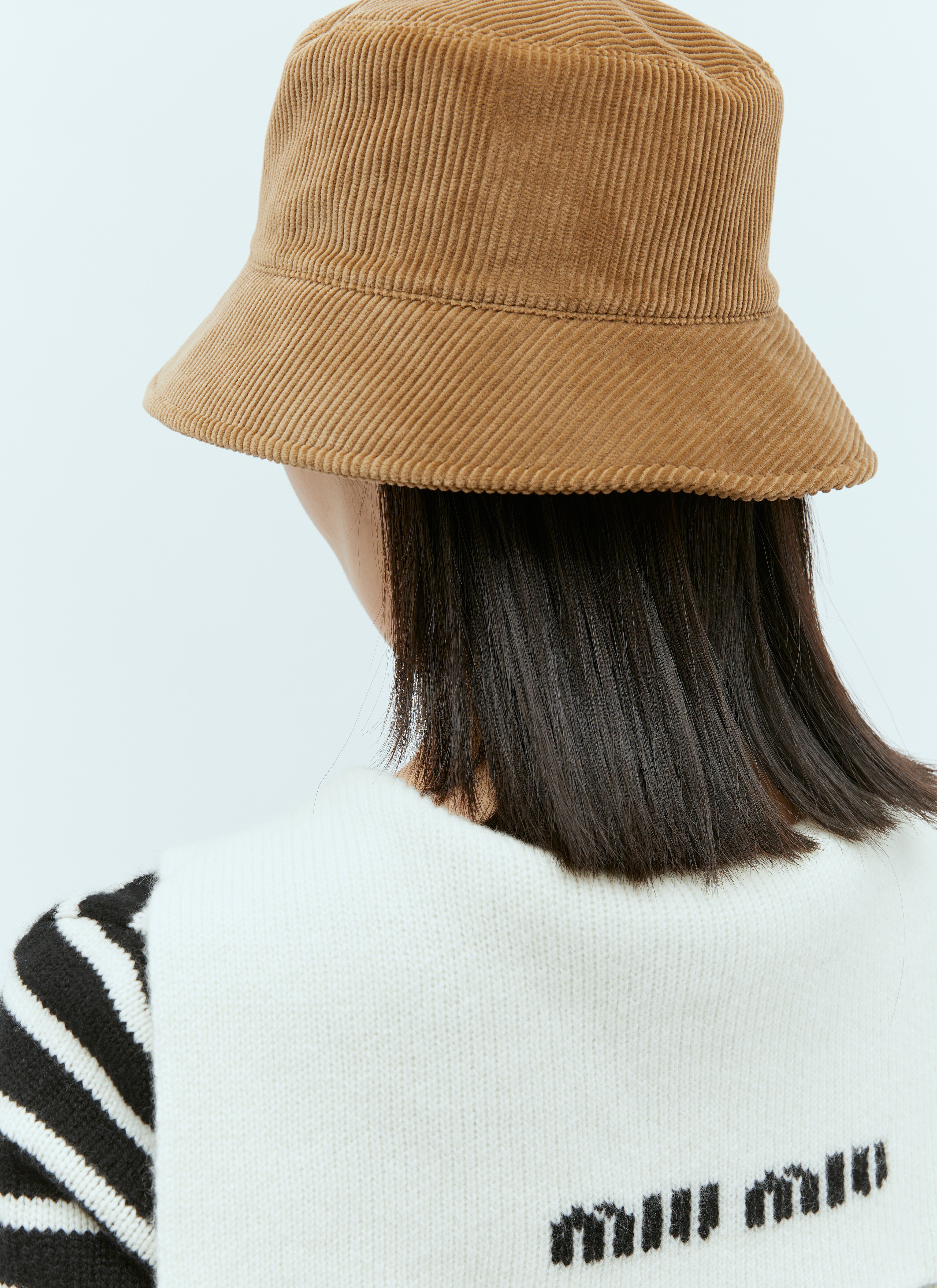 Miu Miu Women's Embossed Logo Velvet Bucket Hat in Brown | LN-CC®