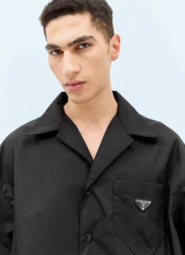 Prada Men's Re-Nylon Short Sleeved Shirt in Black
