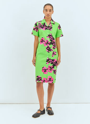 Miu Miu Flower Midi Dress Green miu0258035