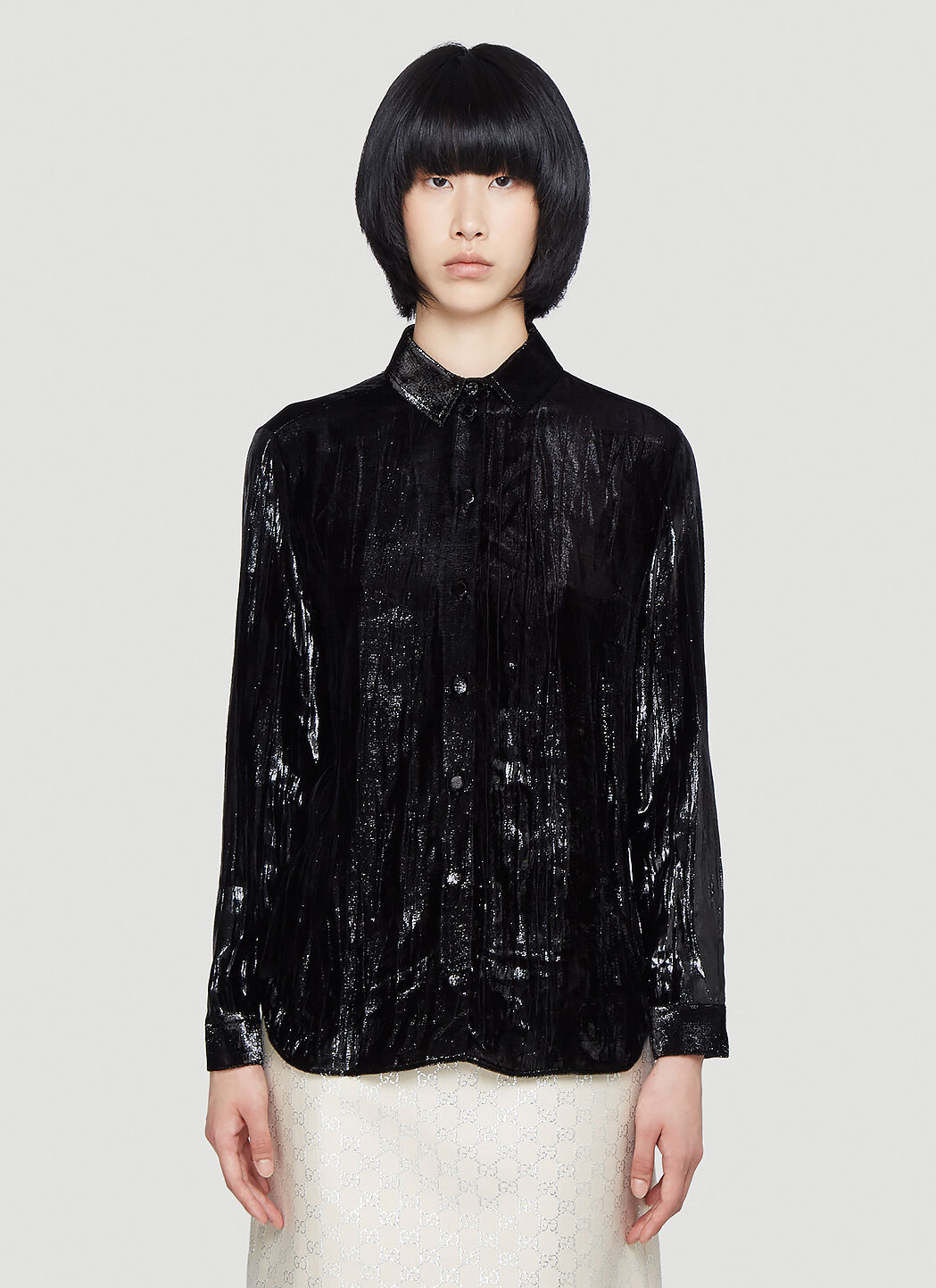 Gucci High-Shine Velvet Shirt Black | LN-CC®