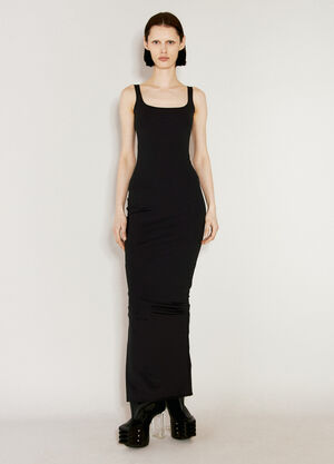 Saint Laurent Square Neck Maxi Dress Black sla0254023