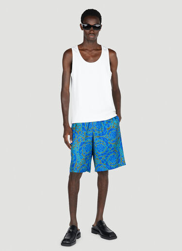 Versace Baroque Silk Shorts Blue ver0153001