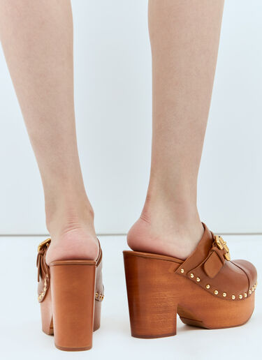 Chloé Jeannete Wedge Clogs Brown chl0257029